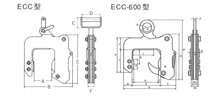 鹰牌ECC型混凝土夹具尺寸图