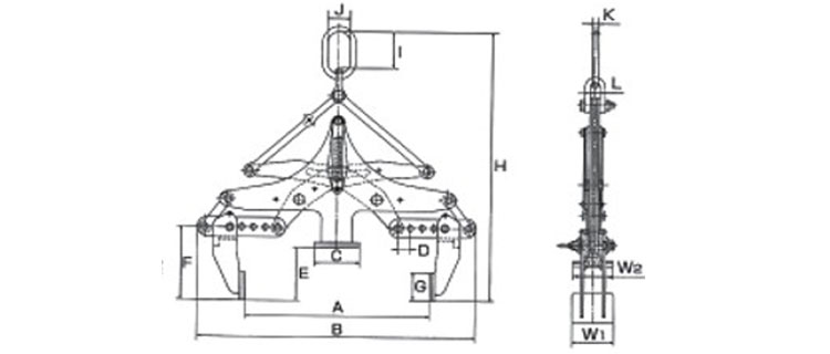 BTSW石材起吊用夹钳尺寸图