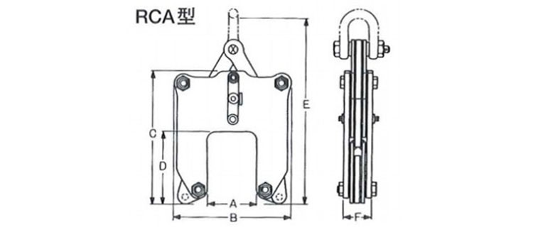 RCA型钢轨起吊用夹钳尺寸图