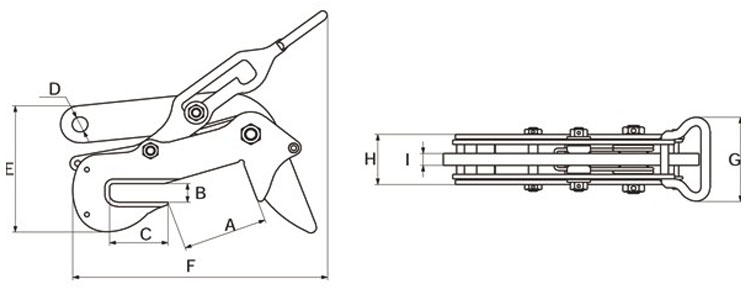 鹰牌LCT型角钢专用夹钳尺寸图