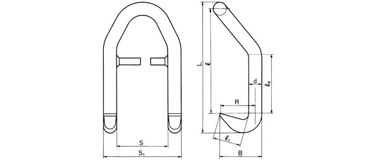 DD-B型三木钢板吊具尺寸图