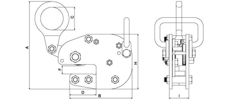 FL H横吊无伤钢板夹具尺寸图
