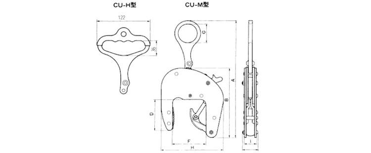 CU-M型三木混凝土专用吊具尺寸图