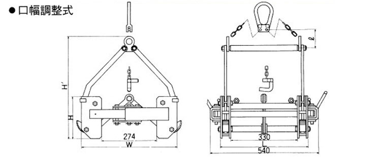 三木CU-SE型U字沟用吊夹具尺寸图