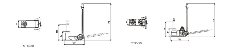 STC型巨轮兴气动液压千斤顶尺寸图