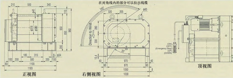 GXW型FUJI电动绞盘尺寸