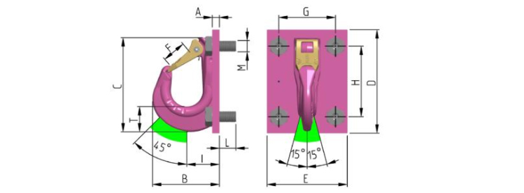 VCGH-G型RUD螺栓型吊架钩尺寸