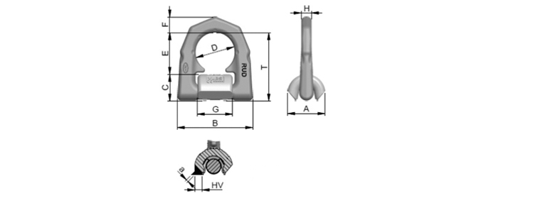 VLBS-U-LT型RUD焊接型吊环尺寸