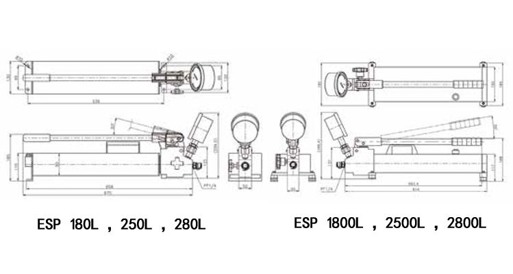 ESP超高压手动液压泵尺寸图