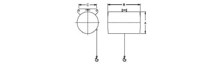 东星单绳气动平衡器,单机单绳气动平衡器尺寸图