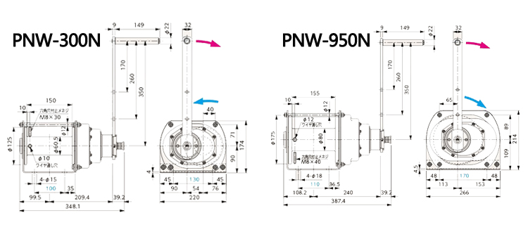 PNW手摇绞盘尺寸图