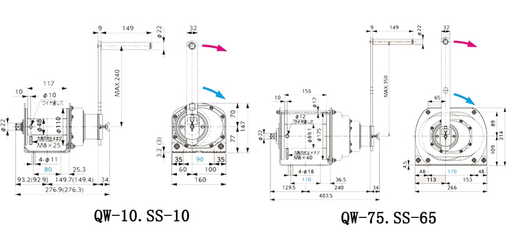 QW手摇绞盘尺寸图
