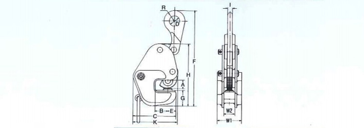 GD横吊钢板起重钳尺寸图