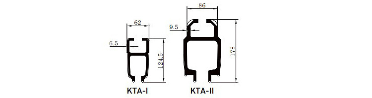 KHC铝合金轨道 KTA型,KTA型铝轨尺寸图